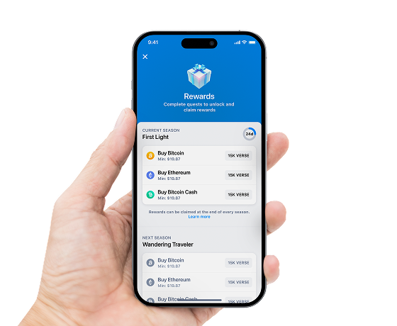 Phone showing rewards center with available quests and tasks